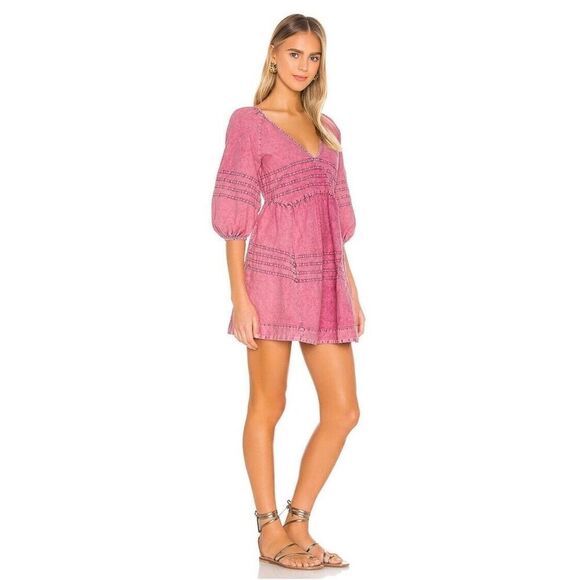 Free People Sweet Surrender Mini Dress in Acid Washed Wild Rose Color Sz (sm) - Picture 4 of 13